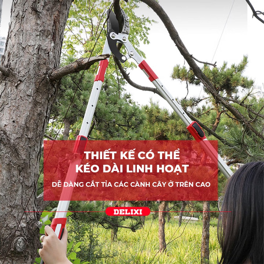 [GIÁ SỈ] Kéo Cắt Tỉa Cành DELIXI Trợ Lực Lưỡi SK5 Kéo Cắt Cành Cây To Cộng Lực, Chuyên Cắt Cành