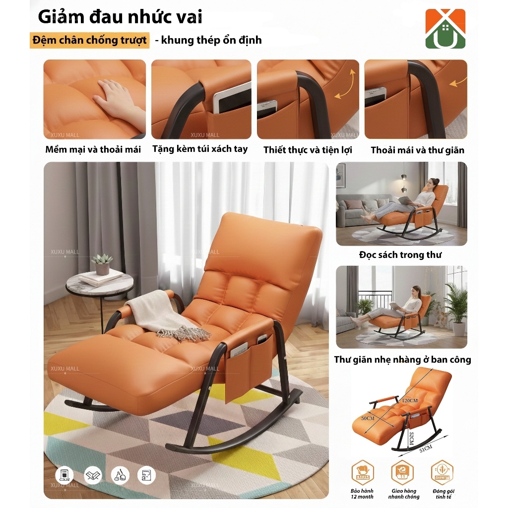 Ghế lười thư giãn thoáng Khí vải dễ vệ sinh Thoải mái & An toàn tuyệt đối cho Người già & Mẹ bầu | BigBuy360 - bigbuy360.vn