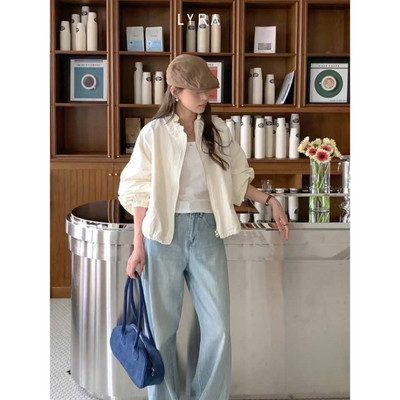 LYRA - Áo gió cổ kéo khóa phối bèo dây rút mỏng nhẹ form rộng phong cách Hàn Quốc basic năng động CSYAC0349