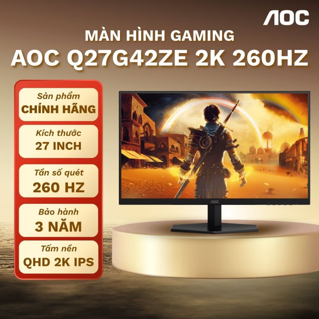 Màn hình gaming AOC Q27G42ZE 27' 2K QHD Fast IPS 260Hz 0.3ms bảo hành chính hãng 3 năm