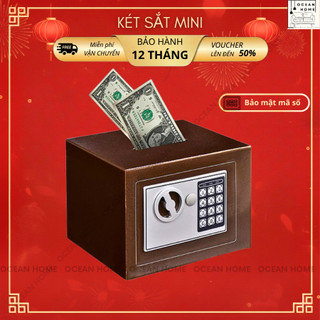  Két Sắt Mini Cho Bé  Tủ Đựng Tiền Mini Để Bàn Khóa Điện Tử Chống Cháy Có Khe Nhét Tiền  D23cm x R17cm x C17cm 