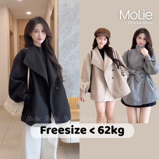  Áo Dạ Ép Cổ Vest Tay Bo Kèm Đai A2976 MoLie Top Thời Trang Nữ Bigsize 