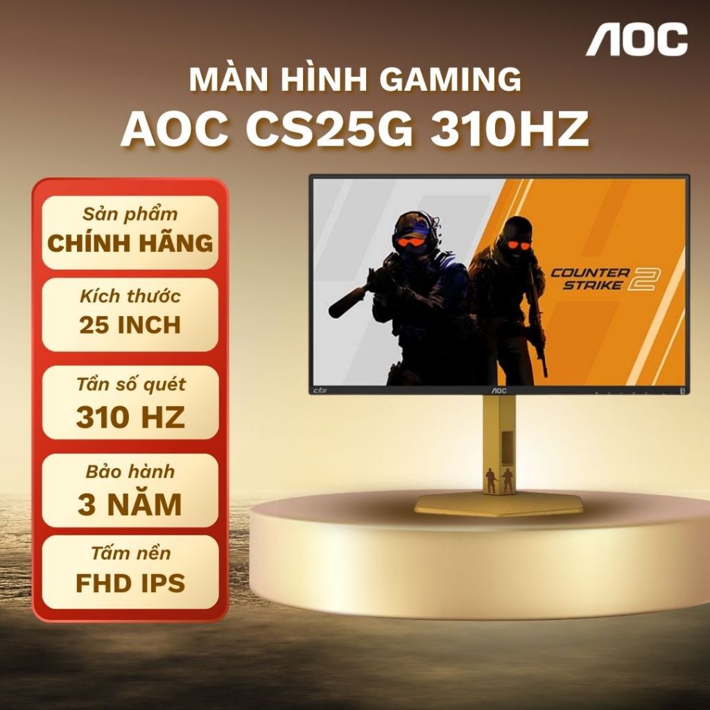 Màn hình gaming AOC CS25G 25' Fast IPS 310Hz 0.3ms Bảo hành chính hãng 3 năm