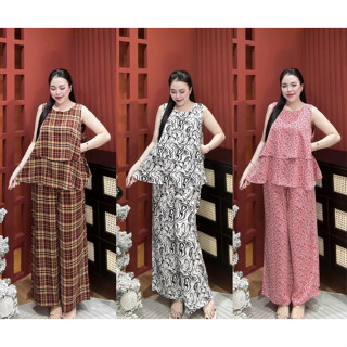 Đồ bộ sát nách áo 2 tầng quần dài lụa mango chất mềm mát nhiều hoạ tiết cho nữ có size lên tới 80kg 