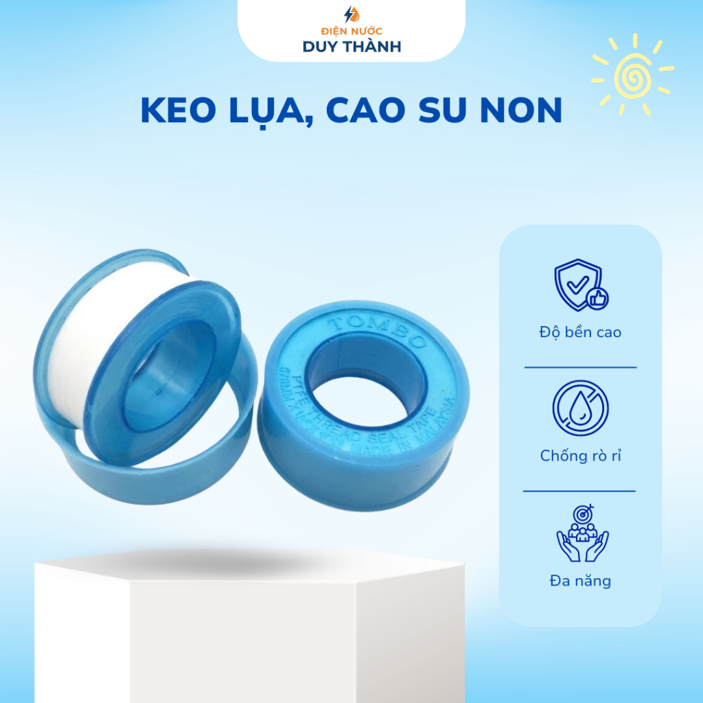 Keo Lụa, Băng Tan - Cao Su Non Quấn Ống Nước, Van Vòi Chống Rò Rỉ (Cuộn 10m) - Điện nước Duy Thành
