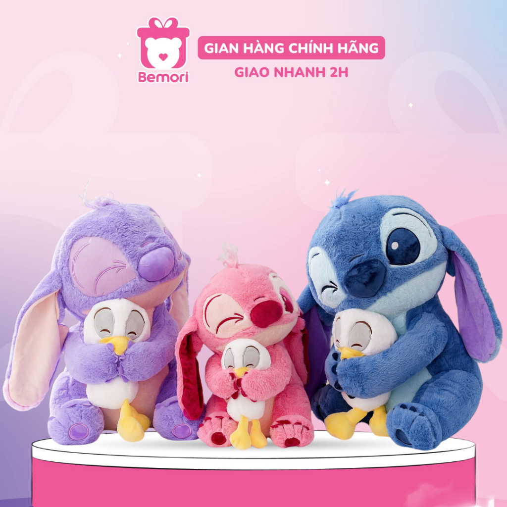Gấu bông stitch ôm vịt Bemori thú nhồi bông stitch ôm vịt mềm mịn cao cấp