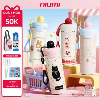 Bình giữ nhiệt XCUP NIUMI ống hút mới INOX 316 dung tích 600ml màu gradient dành cho học sinh sinh viên 