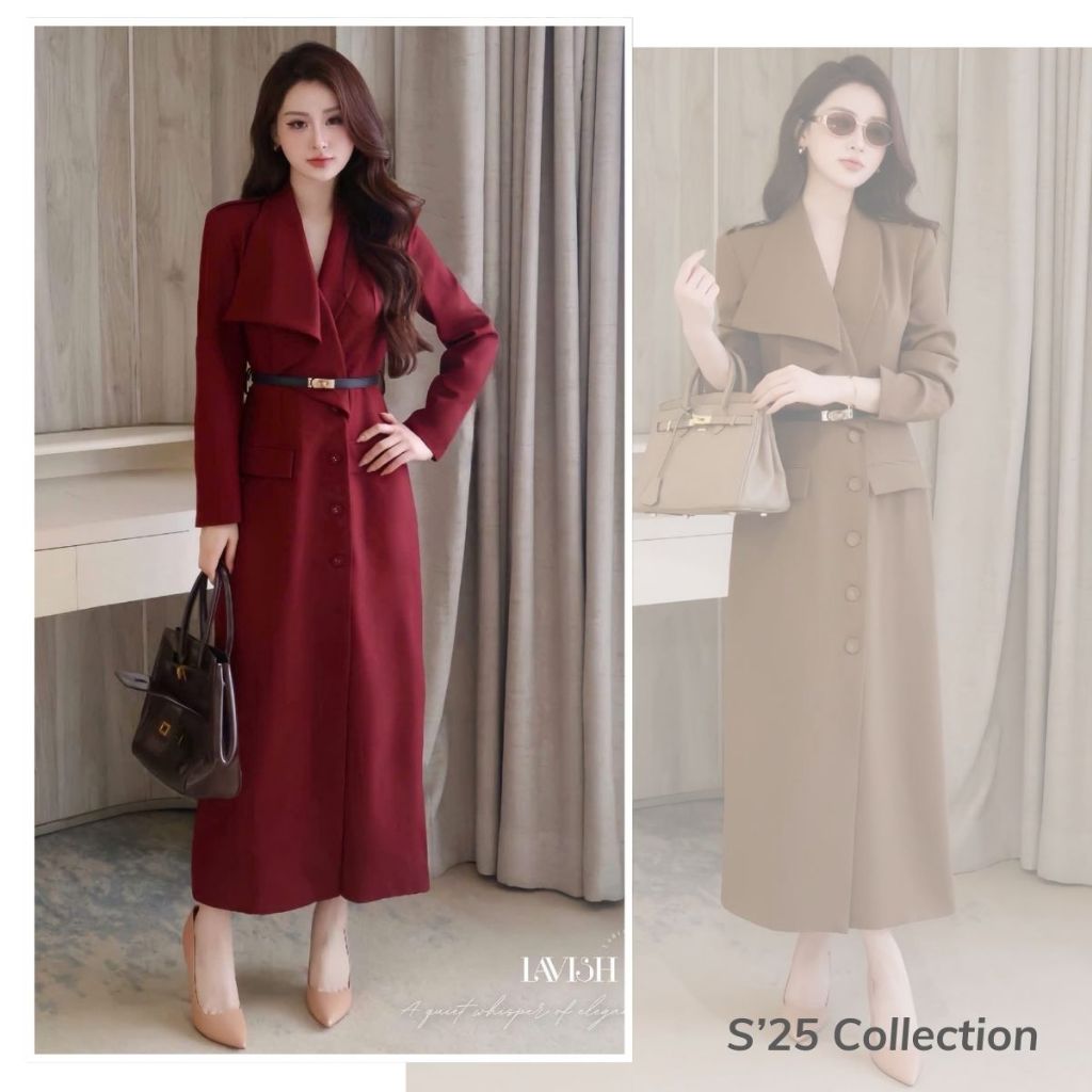 [Thiết Kế Độc Quyền] Váy Kiểu Cổ Vest Phối Lệch Thanh Lịch Chất Liệu Cao Cấp Thoải Mái Sang Trọng La