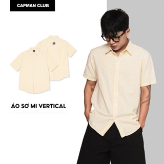  Áo sơ mi nam sọc Oxford VERTICAL ngắn tay CAPMAN CLUB phom rộng trẻ trung thoải mái 