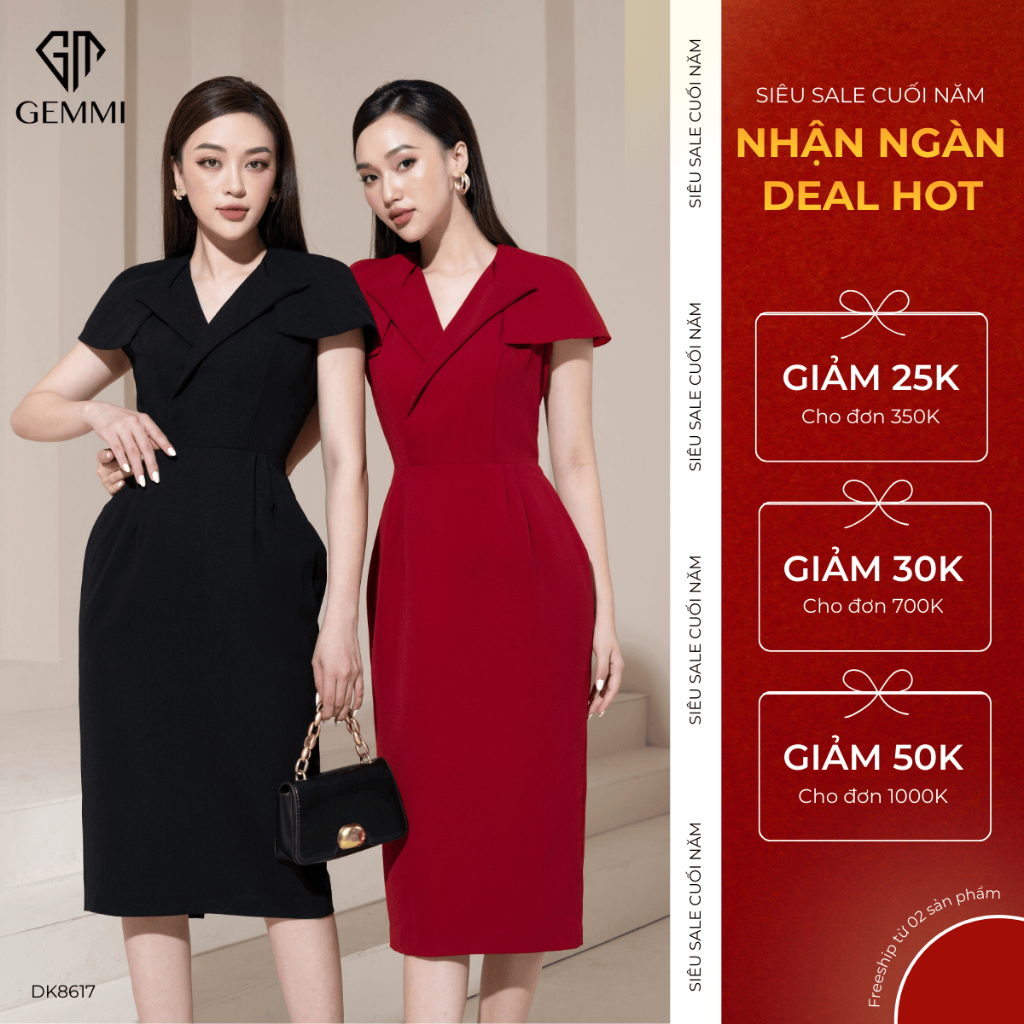 Đầm body công sở GEMMI Váy đầm nữ công sở BIGSIZE thiết kế dáng ôm body Gemmi fashion DK8486