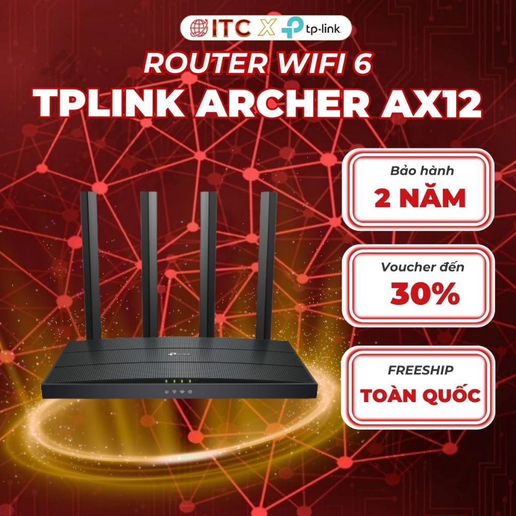 Router WiFi 6 TP-Link Archer AX12 Băng Tần Kép AX1500 - Tăng Tốc Kết Nối