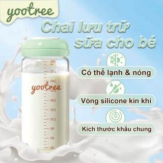  【yootree Bình Trữ Sữa Mẹ Thủy Tinh 300ml - Phanpy Bình Sữa Cao Cấp Chịu Nhiệt Hộp Đựng Sữa Mẹ 