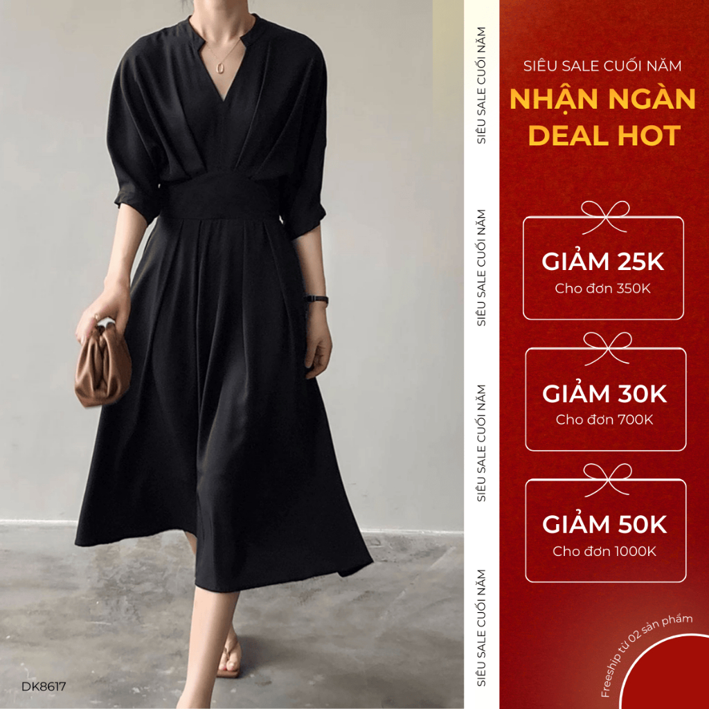 Đầm xòe công sở GEMMI Váy đầm nữ công sở BIGSIZE thiết kế cao cấp thanh lịch Gemmi fashion DK8605