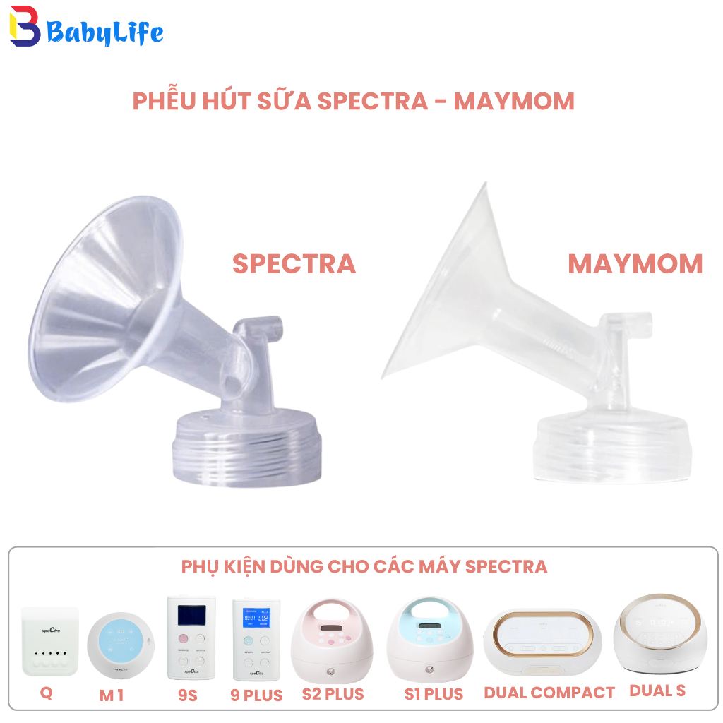 Phễu Hút Sữa Spectra & Maymom Chính Hãng – Đủ Size 15–32mm – Dùng Cho Máy Spectra S1 S2 9Plus M1 M2