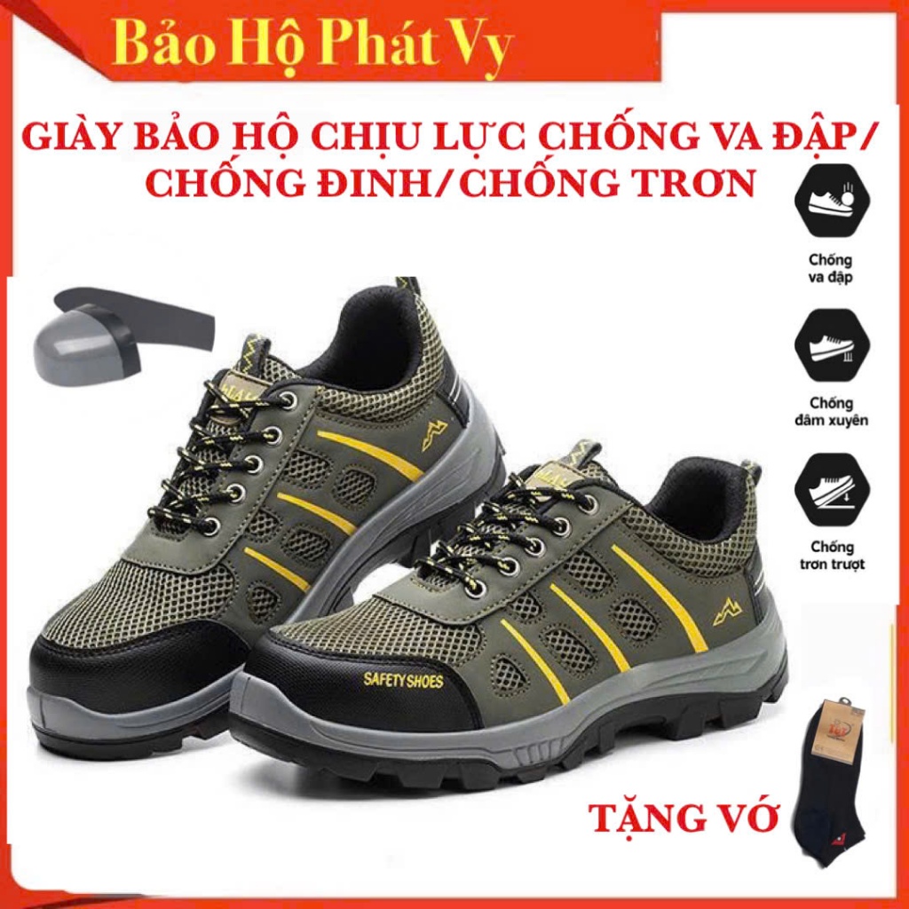 {Mũi-Đế Lót Thép}Giày Bảo Hộ Lao Động Nam Nữ Kiếu Thể Thao SAFEGO 553 Chống Đinh/Chống Va Đập/Chống Trơn Trượt -Tặng Vớ