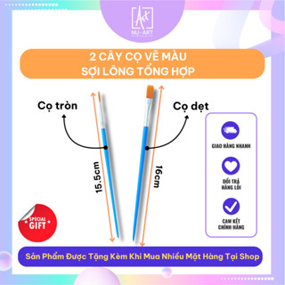 Bộ 2 Cây Cọ Vẽ Sợi Lông Tổng Hợp - Đầu Round và Flat