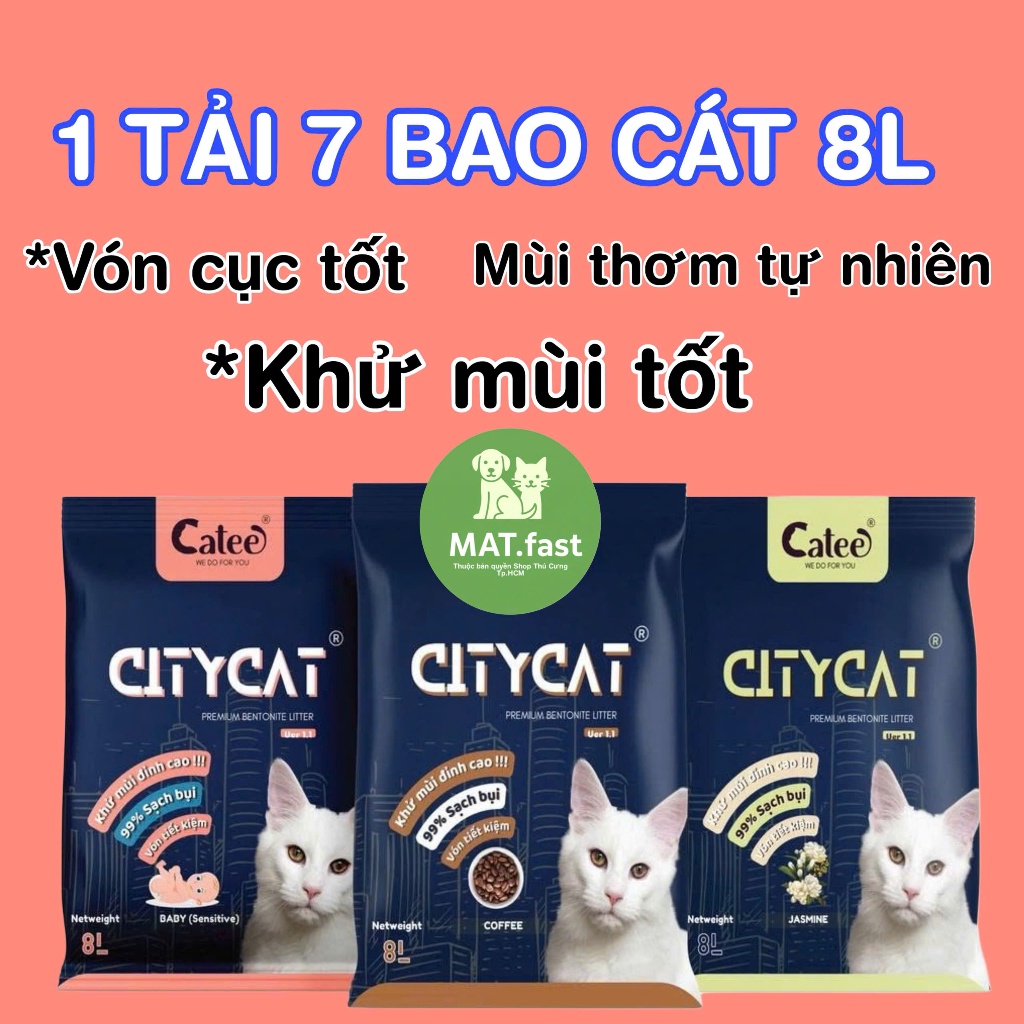 ( TẢI 7 TÚI ) Cát đất sét vệ sinh cho mèo CITYCAT , ít bụi, khử mùi tốt
