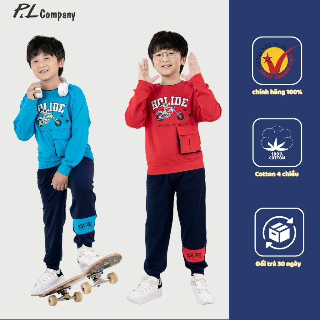 Bộ Quần Áo Thun Dài Tay Cho Bé Trai Co Giãn Thoáng Mát (2-10 Tuổi) ZAKids ZAB2041