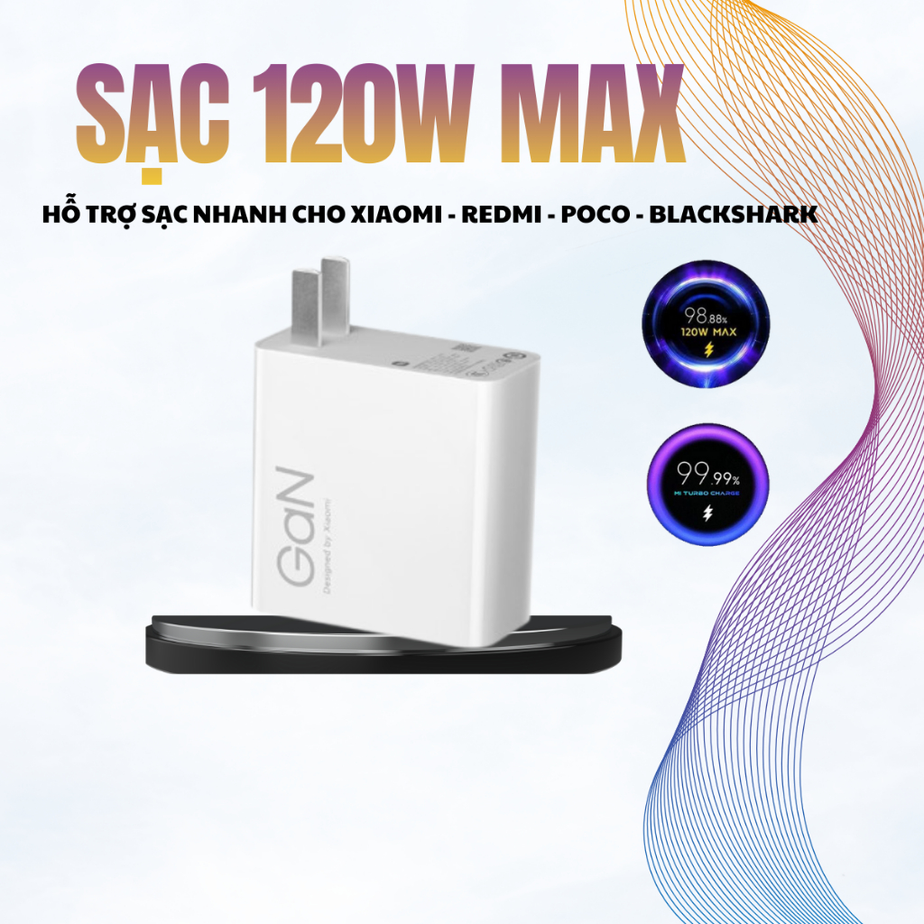 Bộ sạc nhanh 120W Max GaN cho Black shark poco xiaomi Redmi Note11pro . . .