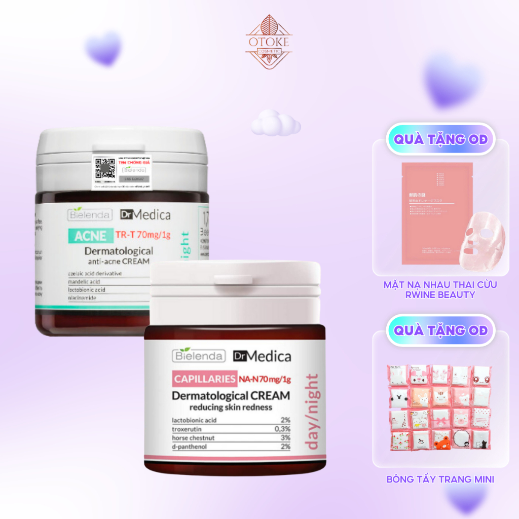  Kem dưỡng cho da dầu mụn Bielenda Dr. Medica Anti-acne Dermatological 50ml giúp giảm mụn mờ thâm 