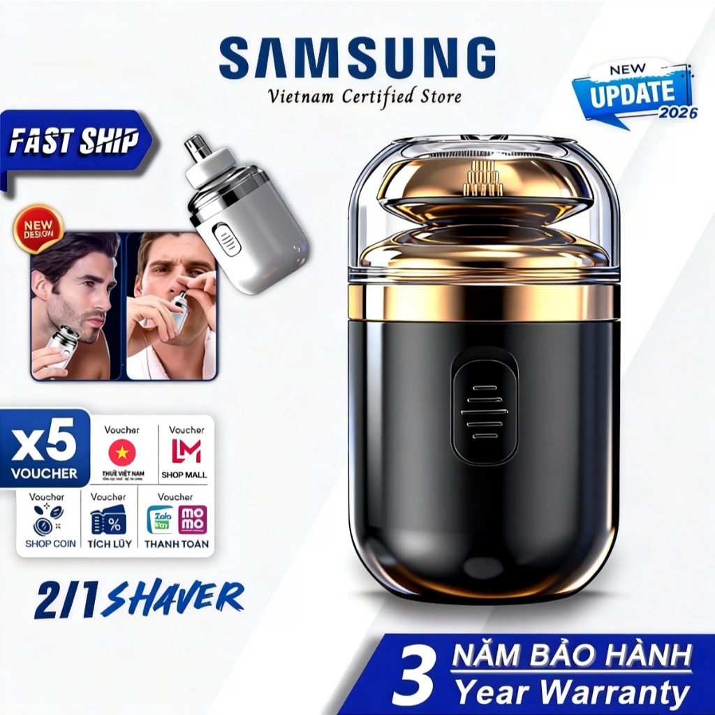 [Bảo hành 3 năm] Máy cạo râu khô & ướt mini du lịch/an toàn cho da chống nước IPX7