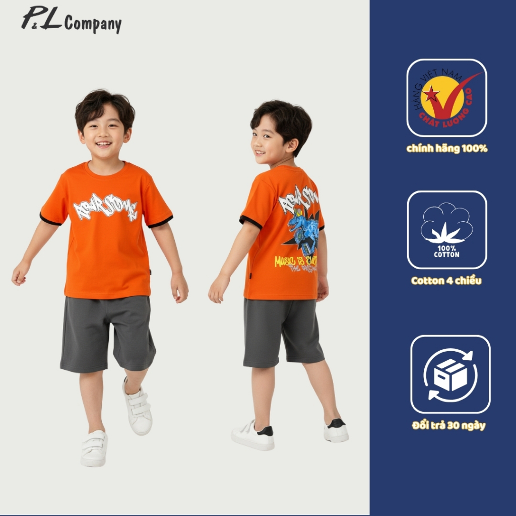 (Size 16kg-65kg) Áo Thun Bé Trai Ngắn Tay Cotton 4 Chiều Cao Cấp Zakids Tshirt Cộc Tay ZAA2351