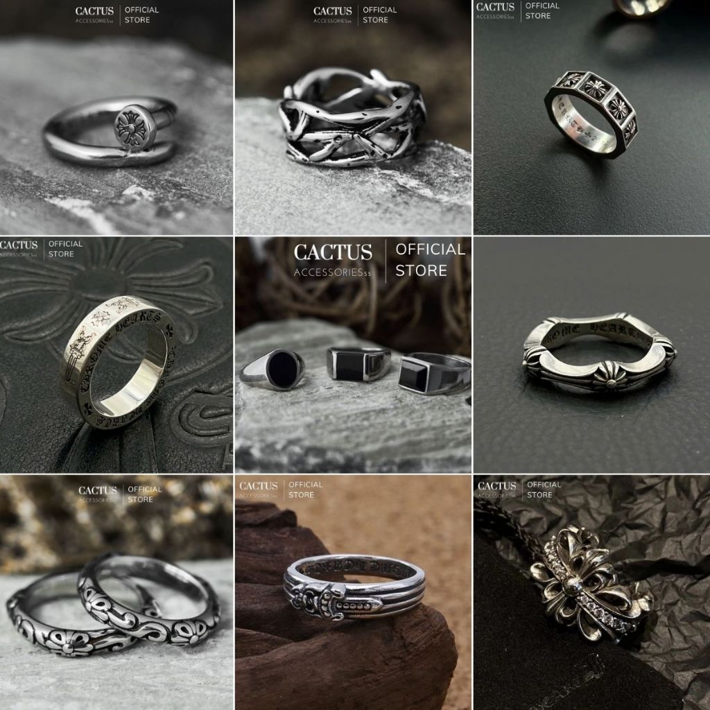 NHẪN THÉP TITAN KHÔNG GỈ MẶT VUÔNG ĐÍNH ĐÁ ĐEN - Cactus Accessoriesss