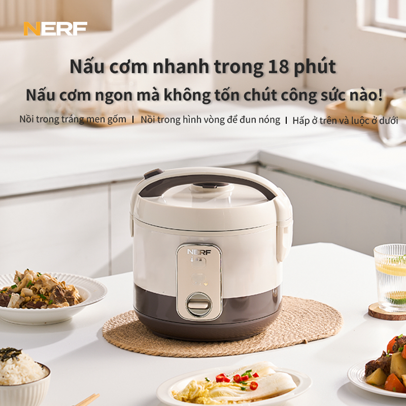 NERF Nồi cơm điện nấu nhanh 3L tráng chống dính nấu hầm súp cháo đa năng Giữ nhiệt suốt 24h