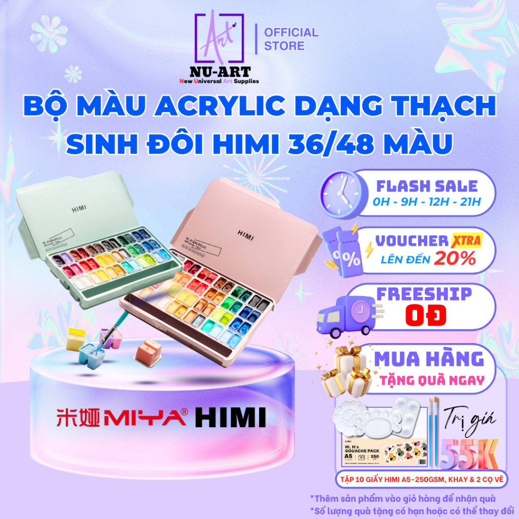   Siêu Hot  Bộ 36 48 Màu Acrylic Himi Sinh Đôi Dạng Thạch Cao Cấp 