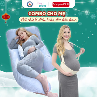  Combo Bộ Gối Bầu Chữ G EasyMom Vỏ Điều Hòa Cho Bà Bầu Và Đai Bầu Chính Hãng EasyMom Cao Cấp 