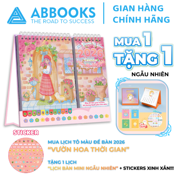 Lịch Để Bàn 2026 Tô Màu - The Garden Of Time - Tặng Sticker Trang Trí - ABBOOKS