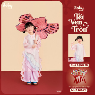   ĐỘC QUYỀN  Áo dài bé gái ILABY áo dài cách tân bé gái UYỂN SẮC áo dài 2 tà chất liệu tơ thêu  3656  