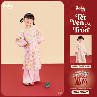   ĐỘC QUYỀN  Áo dài bé gái ILABY áo dài cách tân bé gái 4 tà CÁT YÊN chất liệu sequin óng ánh họa tiết hoa  3700  