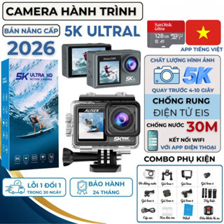 Máy ảnh mini 5k UTRA HD, camera hành trình xe máy 2 màn hình, cam hành trình nhỏ chống rung tích hợp điều khiển từ xa