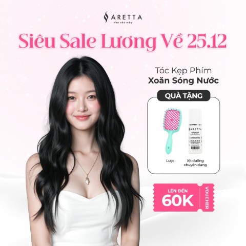  Tóc Giả Kẹp Phím ARETTA 3 PHÍM Dáng Xoăn Sóng Nước Cao Cấp Mềm Mượt Không Kéo Tóc 