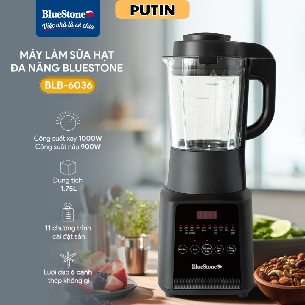 Máy Làm Sữa Hạt Đa Năng BlueStone BLB-6036 Dung Tích 1.75 Lít Công Suất 1000W, BH Chính Hãng 2 Năm -