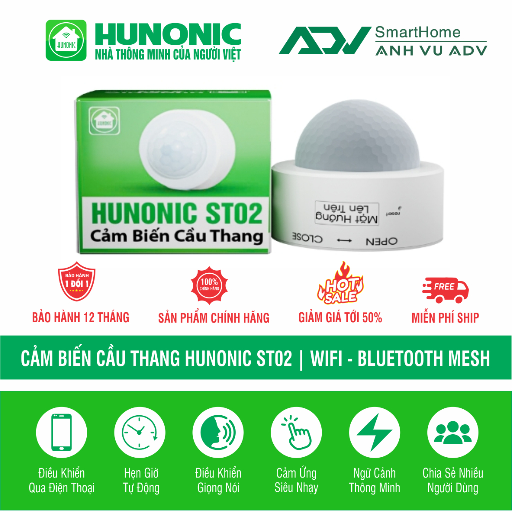 Cảm Biến Cầu Thang Hunonic ST02 | WIFI - BLUETOOTH