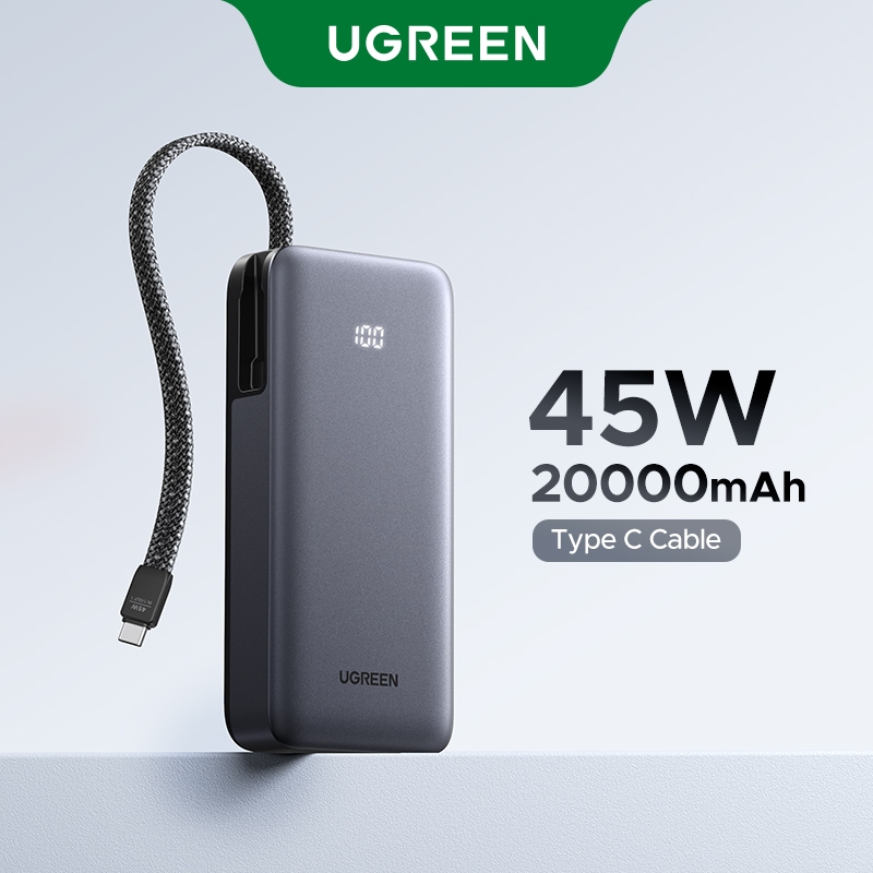 【20000mAh 45W】Sạc dự phòng UGREEN  Bộ sạc di động 20.000mAh tích hợp cáp USB C,