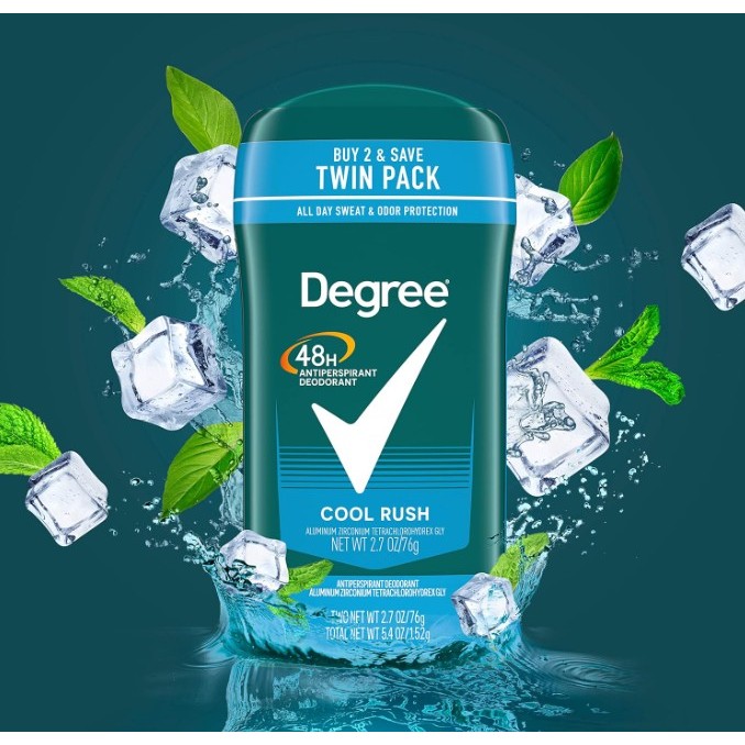 Lăn khử mùi nam  Degree Men Original Antiperspirant Deodorant Cool Rush chính hãng us