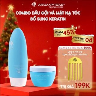  Combo Dầu gội Keratin Arganmidas + Kem ủ Kerartin phục hồi tóc hư tổn Arganmidas 