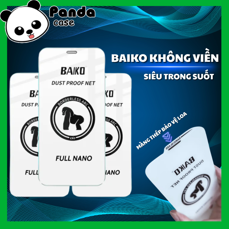 Kính Cường Lực iPhone BAIKO Không Viền Đen Full Màn Hình Siêu Trong Suốt Chống Mẻ Cạnh Màng Loa Chắn