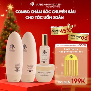  Combo Gội xả 450ml + Tinh dầu 100ml + Mặt nạ ủ 300ml nuôi dưỡng tóc xoăn Arganmidas 