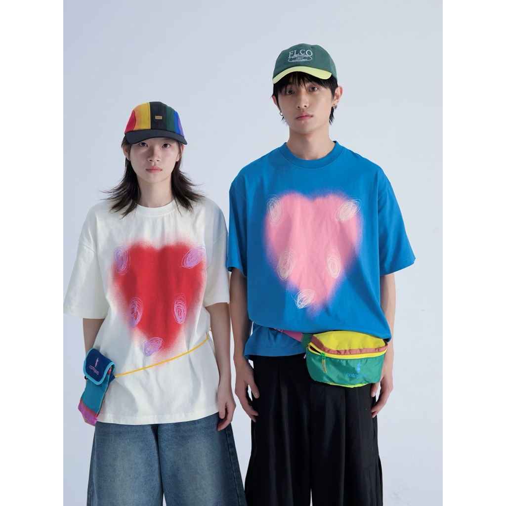 PUKI HEART COUPLE OVERSIZE T-SHIRT / COUPLE TEE / TEAM TEE