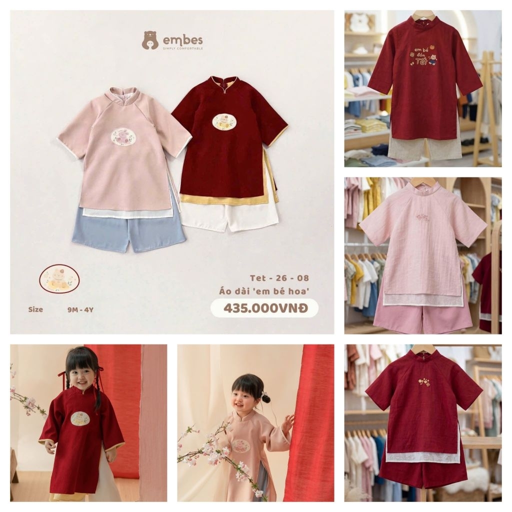 [Embes] Set áo dài Tết Embes cho bé trai bé gái