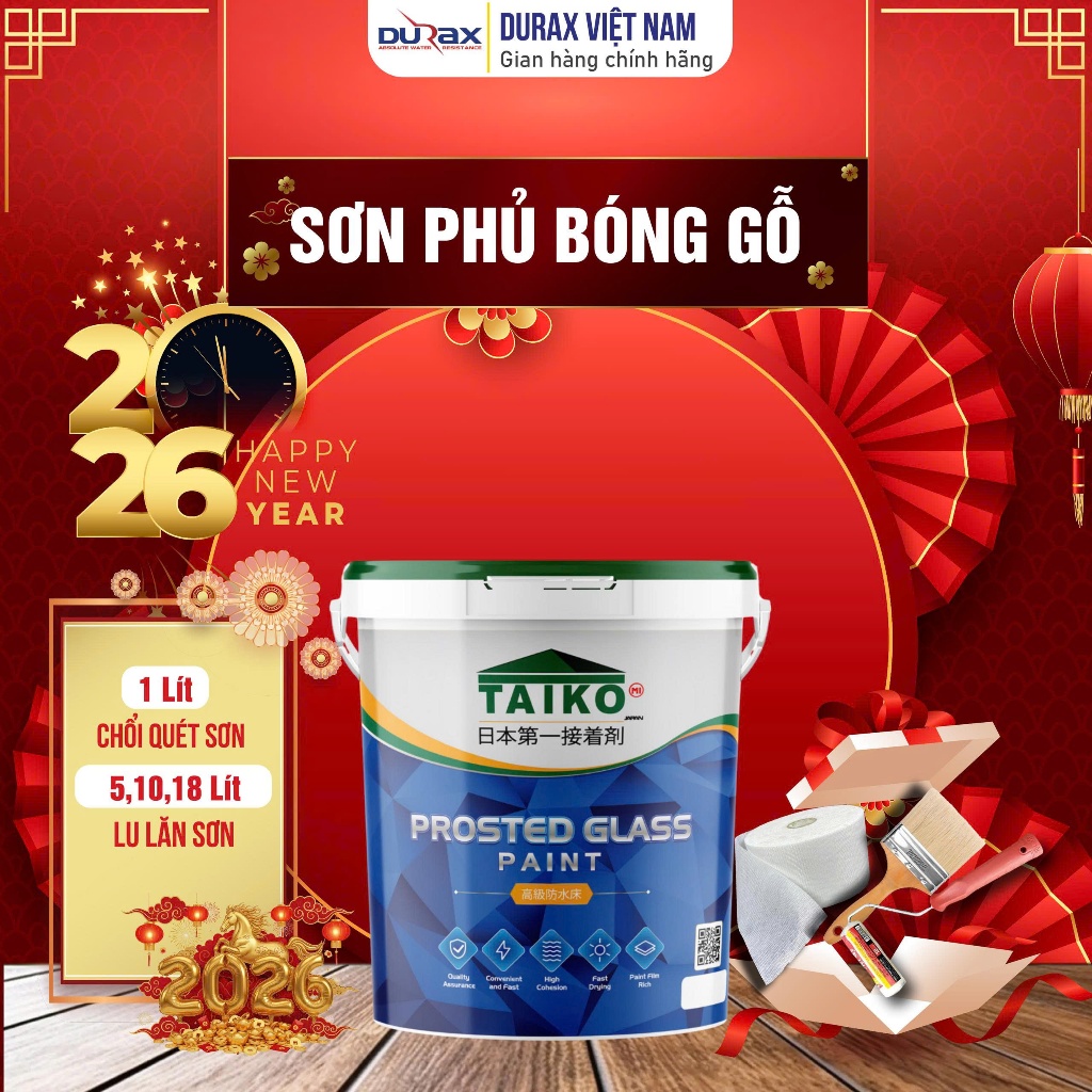 [5L - 10L - 18L]Sơn Phủ Bóng Gỗ TAIKO Chống Thấm Gỗ Bảo Vệ Gỗ Thân Thiện Môi Trường