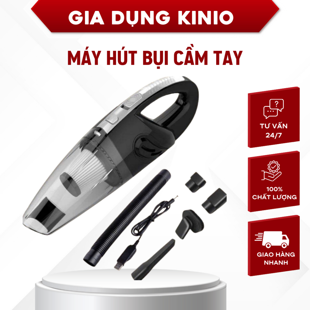Máy Hút Bụi Cầm Tay KINIO Công Suất Lớn 12000PA Dùng Cho Giường Nệm, Sofa, Oto
