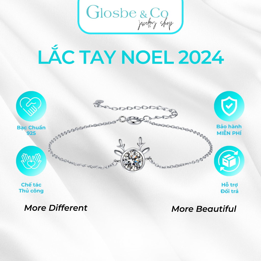 Lắc Tay Noel 2024 Glosbe & Co Bạc 925 Đính Kim Cương Moissanite 4Ly5 - LMOI01