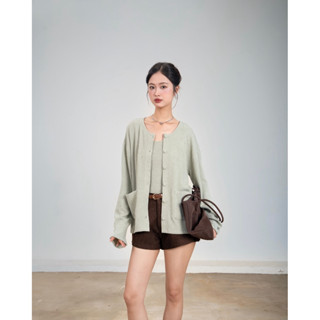   Hoả tốc HCM  Áo cardigan len form rộng phối túi trước Mirea Cardigan - Sibling House 