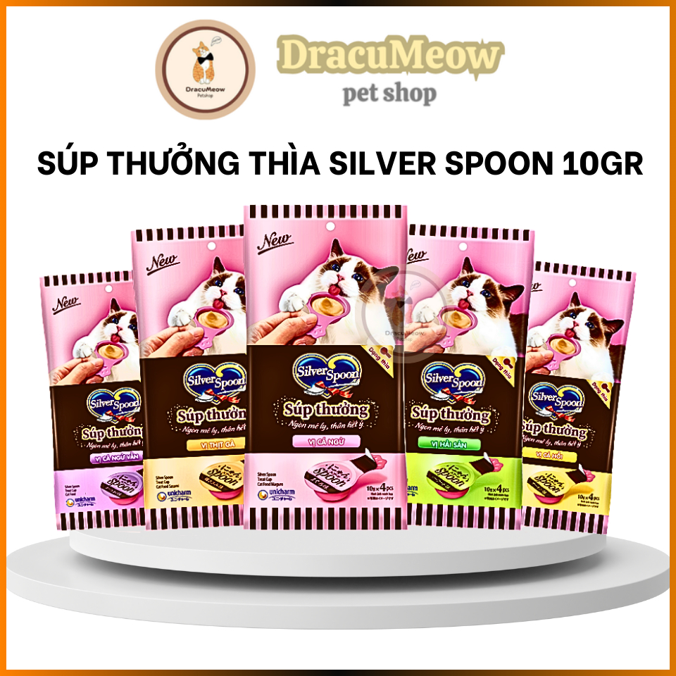 (Combo 5/10/20 gói & lẻ 1 thìa) Súp thưởng SILVER SPOON 10gr, suop thưởng dinh dưỡng cho mèo