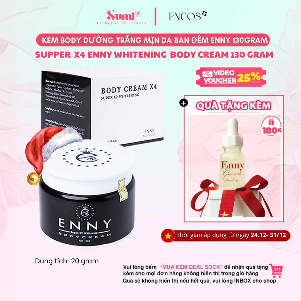 Kem Body X4 ENNY 2025 Trắng Da Dưỡng Ẩm Chống Nắng Toàn Thân 130gram
